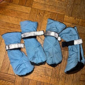 Blue Quilted Dog Boots with Reflective Straps